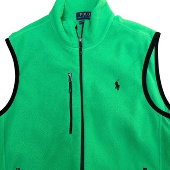 Polo Ralph Lauren Fleece Performance Vest Men's Size Medium Green Pony Full Zip - Picture 1 of 5